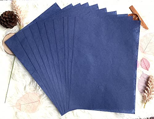 50 Sheets A4 Natural Fiber Mulberry Tree Mulberry Paper Sheets Art Tissue Washi Paper Design Craft Art Origami Suppliers Card Making DIY Crafts (Bule Tone, A4) - Thumbnail 6