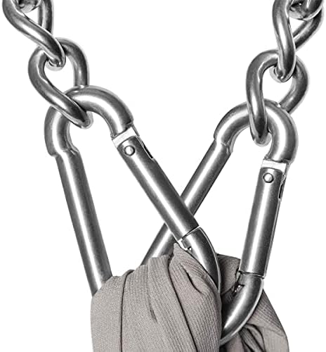 DISMBOON Hanging Chair Chain with Two Carabiners, 400KG Capacity Heavy Duty 304 Stainless Steel Extension Chain Kit for Swinging Chair Egg Chair Hanging Garden Chair Yoga Punching Bag (66 cm)