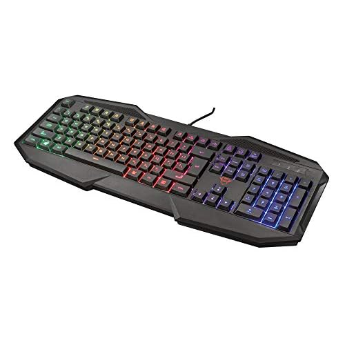 Trust GXT 830 Avonn Gaming Tastatur (Regenbogenwellen-Beleuchtung, 12 Media-Tasten, QWERTZ Deutsches Tastaturlayout)