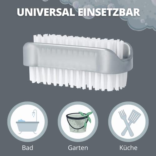 Foto von PARSA Beauty Doppelseitige Handbürste Nagelbürste – Nail Brush im Set (3 Stück Grau) – Handwaschbürste für Bad, WC, Waschbecken, Werkstatt