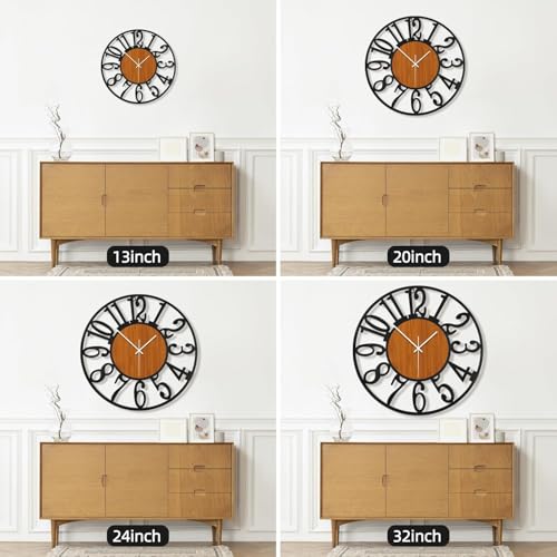 Image of PRAMUKH FASHION Wall Clock Stylish Metal Analog Wall Clock for Living Room, Bedroom, Office, Kitchen, Home and Hall | Antique Fancy Big Size Modern Wall Watch (ST-57 Brown, 24 INCH)