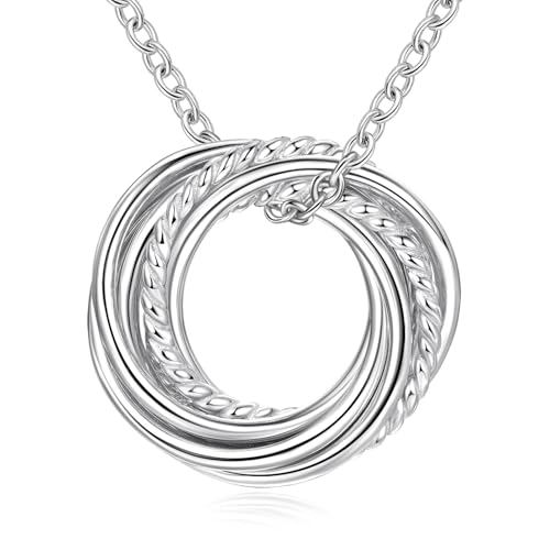 Annamate 70th Birthday Gifts for Women 925 Sterling Silver 7 Circles Necklace For Her Seven Decade Jewelry 70 Years Old Birthday Gift