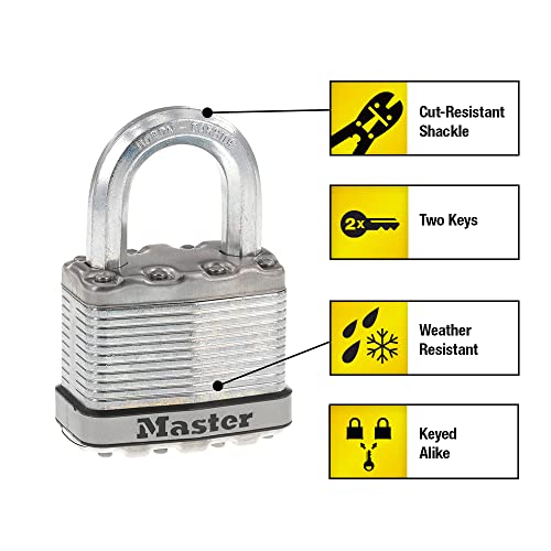 Master Lock M5XT Magnum Heavy Duty Outdoor Padlock with Key, 2 Pack Keyed-Alike by Master Lock - Image 2
