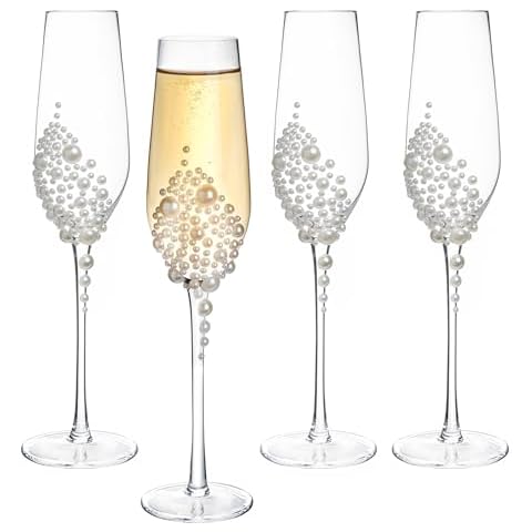 MyGift 6 oz Clear Glass Stemmed Champagne Toasting Flutes Cover