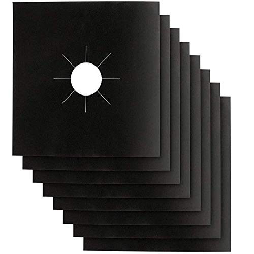 Stove Burner Covers - Gas Stove Protectors Black 0.2mm Double Thickness, Reusable, Non-Stick, Fast Clean Liners for Kitchen/Cooking. Stove top Covers Gas Burners Size 10.6" x 10.6" BPA Free(8 Packs) by YRYM HT - Used condition - US$8.09