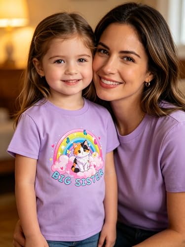 Image of Funnycokid Big Sister Shirts for Girls Pregnancy Announcement Toddler Promoted to T-Shirt 1-7 Years