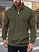TAFLE Men's Corduroy Quarter Zip Pullover - Slim Fit Long Sleeve Lightweight Sweatshirt for Spring Army Green