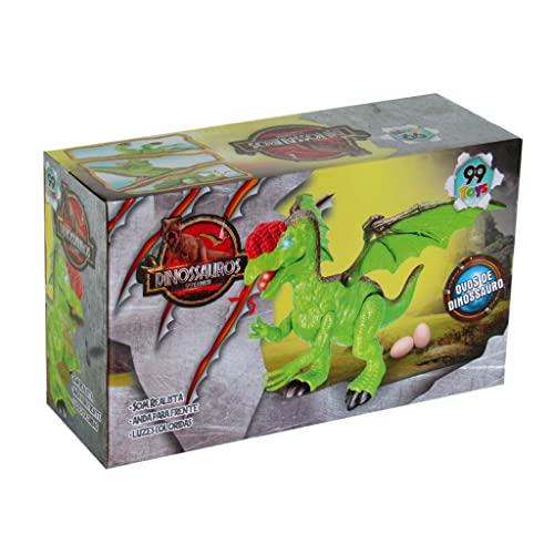Dinossauro De Brinquedo Com Asas Som e Luz Dragão Infantil (Verde)