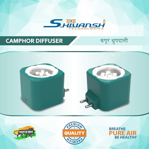 Image of Shivansh Technology Incense Holder Electric Kapoor Dani Camphor Diffuser Burner for Home | Karpuram Bakhoor Oud Aroma Oil & Dhoop Machine | Essential Oil & Fragrance Diffuser for Home (Teal Blue)