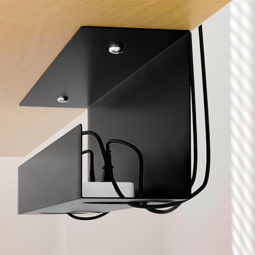 WORLDLIFT Cable Management Under Desk,17 inch Cable Management Tray,Power Strip Holder,Cord Organizer,Wire Management for Office and Home, Black
