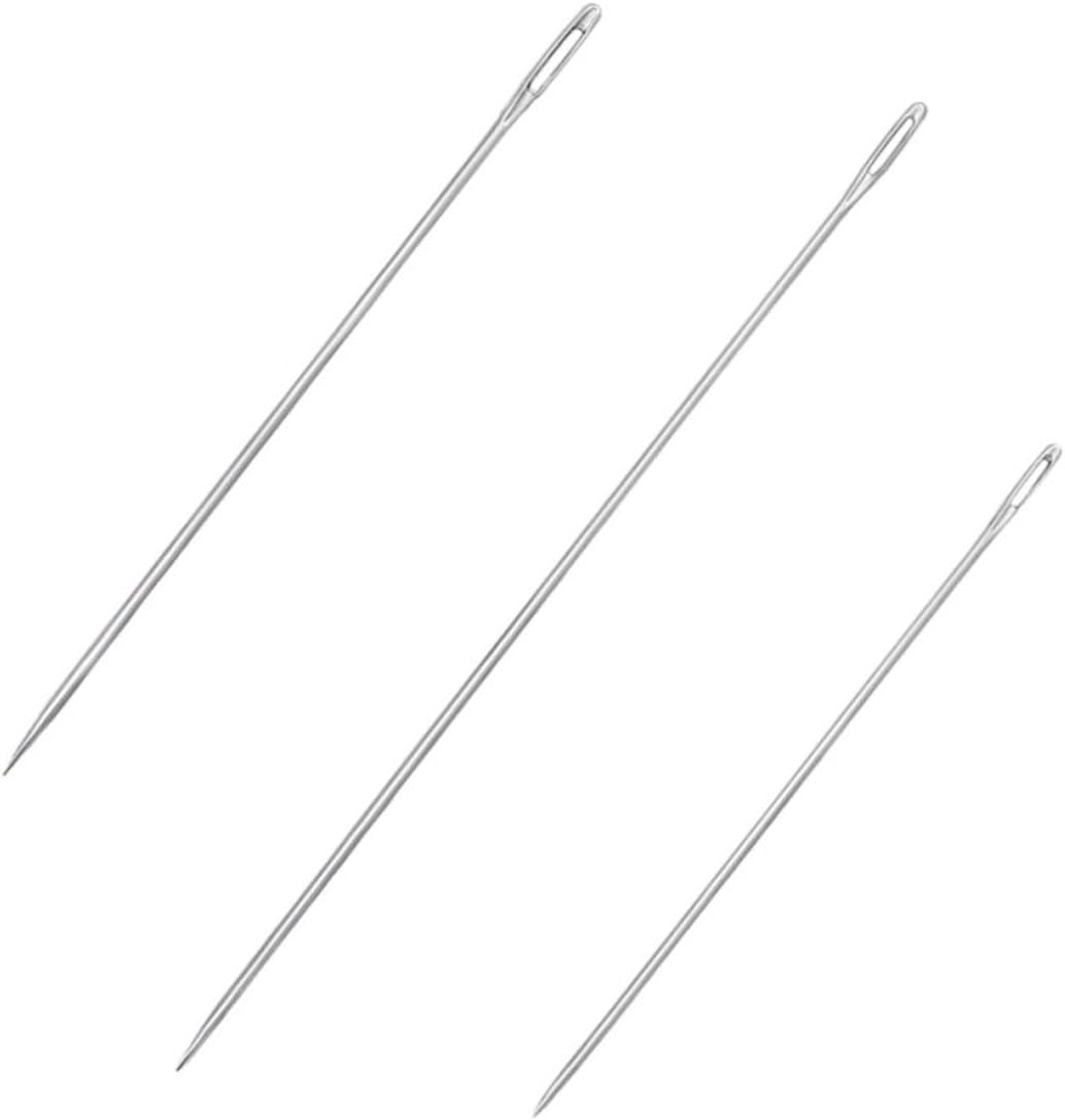 ULDIGI 100pcs Large Eye Needles for DIY Long Steel Yarn Knitting Stitching Needles