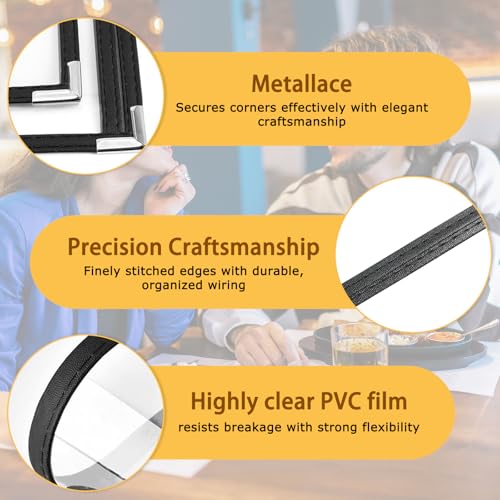 DMSELL 5Pcs A4 Double Fold Menu Covers 2 Page 4 View Menu Covers, Restaurant Menu Folder with Corner Protectors, Suitable for Restaurants, Bars, Cafes, Food and Drink - Image 2