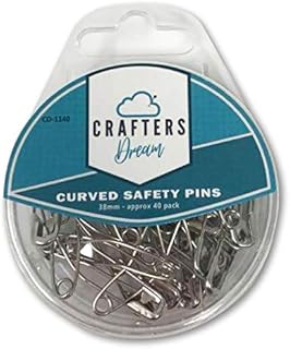 Crafters Dream Curved Safety Pins - 40 Pack. Nickle Plated, high Carbon. 38mm. Designed for Quilters. Perfect for basting Quilts with All Batting Types.