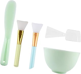 Minkissy Lot de 5 bols mélangeurs cosmétiques en plastique, crème pour le visage, cuillère, pinceau pour mélanger et essayer