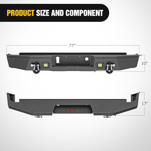 Image of Nilight Rear Step Bumper Compatible with 2014-2018 Chevy Silverado 1500 & GMC Sierra 1500, Heavy Duty Full Width Steel Rear Bumper with LED Lights, D-Ring Shackles, Integrated Step, Textured Black