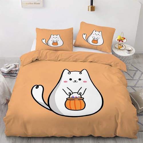 Housse de couette 240x260 chat parure lit microfibre zippée sans pli