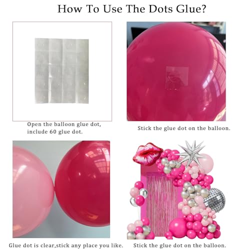 Image of Hot Pink Balloon Garland Arch Kit (Pack of 2) | Pink silver Chrome Balloons with Silver Disco Ball Explosion Star Balloon for Women Birthday Party Valentine's Day Bridal Sho