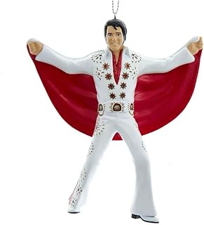 Elvis Presley Blow Mold Christmas Ornament - White Suit with Red Cape Holiday Decoration