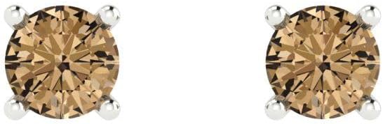 14K White Gold Simulated Champagne Diamond Stud Earrings with Push back - Hypoallergenic, 0.2 cttw - Minimalist Women's Fine Jewelry - Image 3