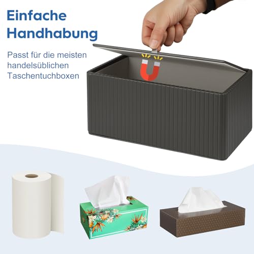 Tempoboxen Spender, Kosmetiktücherbox aus PU-Leder mit Magnetverschluss, 25x14x10cm – Für Wohnzimmer, Badezimmer, Büro & Auto