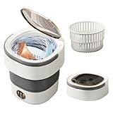 Portable Washing Machine 20L —Small Foldable Washer with Spin Basket, 3 Mode Deep Clean — Mini Laundry Machine for Travel, Dorms, Camping, Ideal for Baby Clothes, Underwear, Socks Gray