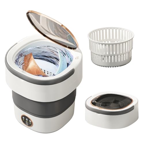 Portable Washing Machine 20L —Small Foldable Washer with Spin Basket, 3 Mode Deep Clean — Mini Laundry Machine for Travel, Dorms, Camping, Ideal for Baby Clothes, Underwear, Socks Gray
