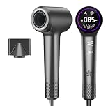 LKV Hair Dryer, 110,000 RPM 400 Million Plasma Ionic Hairdryer Fast Drying Blow Dryer, 85dB Low Noise Hair Dryers with 360° Magnetic Concentrator Nozzle Hairdryers for Women Men Children Home, Gray