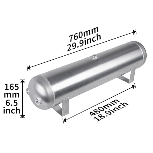 ZHSYMX 5 Gallon (18 Liter) 6 Ports Compressed air Storage Tank air Ride Receiver Tank for Air Ride Suspension Car Train Truck Horn Silver by ZHSYMX - Image 3
