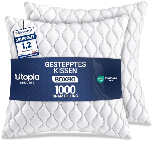 Utopia Bedding kopfkissen 80x80 cm 2er Set Kissen für Bett und Dekokissen