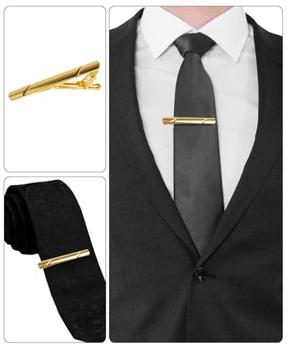 image for vivinin 5P Tie Clips For Men, 5 Different Elegant Tie Bar, Stainless S