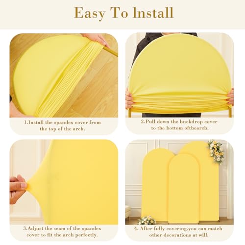 Yellow Arch Covers 3 Set - 6.6FT, 7.2FT, 8FT Arch Backdrop Cover Spandex Fitted Wedding Arch Stand Covers Stretchy Backdrop for Bridal Shower Baby Shower Birthday Party Banquet Photo Background Yellow Arch Covers 3 Set - 6.6FT, 7.2FT, 8FT Arch Backdrop Cover Spandex Fitted Wedding Arch Stand Covers Stretchy Backdrop for Bridal Shower Baby Shower Birthday Party Banquet Photo Background - Image 6