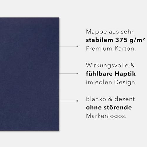 Präsentationsmappe A4 in Marineblau (20 Stück) - sehr stabiler 375 g/m² Premium-Karton - direkt vom Hersteller STRATAG - Dokumentenmappe Mappe A4 Angebotsmappe Pappmappe Projektmappe