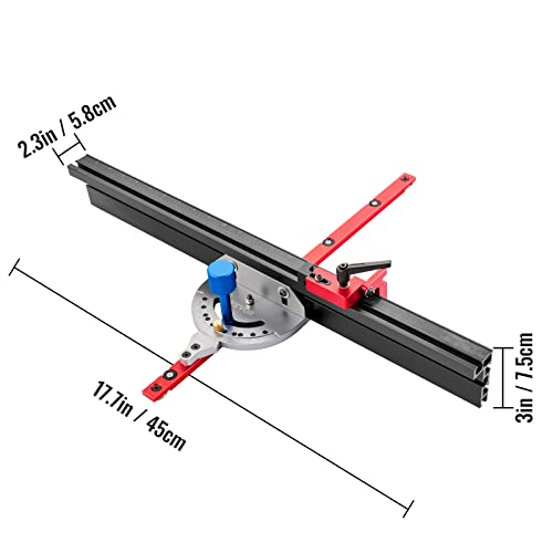 Vevor Precision Miter Gauge, 18" Aluminum Table Saw Miter Gauge W/ 60 Degree Angled Ends For Max. Stock Support And A Repetitive Cut Flip Stop, Miter Saw Fence W/Laser Marking Scale #TOP7