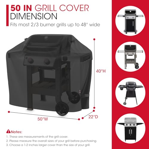 image for Unicook 50 Inch Outdoor BBQ Grill Cover with Air Vents/Handles/Straps,