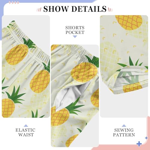 ZZXXB Pineapples Print Boys Long Pants Soft Trousers Elastic Waist Kids Lounge Bottoms with Pockets S-XL4