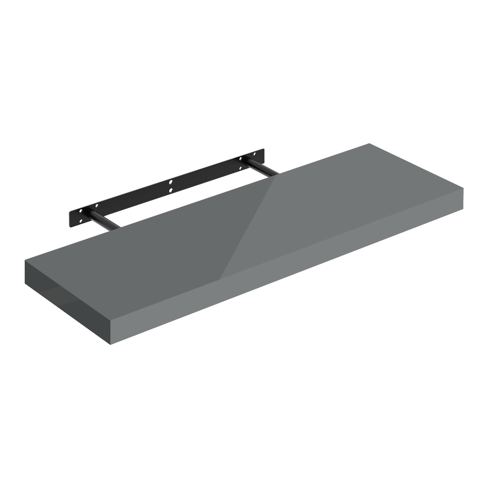WOLTU Floating Shelf, High Gloss Gray Shelf for Wall with Strong Bracket, Wall Storage Shelf for Bedroom, Living Room, Office, Bathroom, Kitchen, MDF, 70x22.9x3.8cm