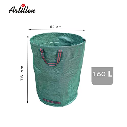 Artillen 3er Set Gartensack Gartenabfallsack 160L robust Polypropylen Gewebe Gartenabfallbehälter, Gartensäcke aufrecht – Bild 3