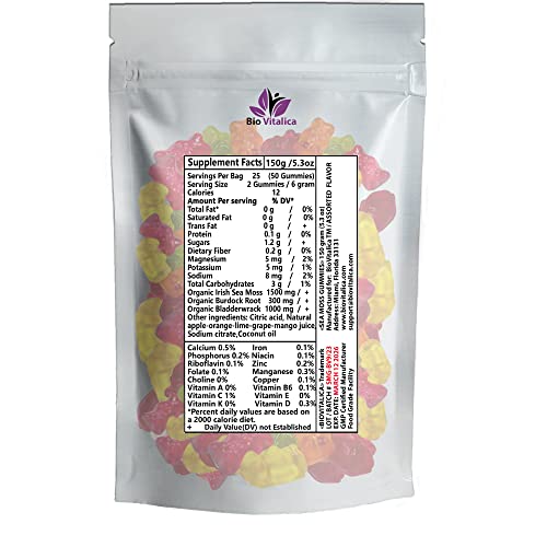 Sea Moss Gummies - Irish sea Moss raw Organic, Bladderwrack, Burdock Root. Contains Sea Moss Gel and Powder. Superfoods for Vegan, Keto and Dr Sebi Diet. Immune Boosting (1, Original)