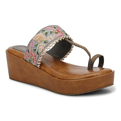 Image of Fabric Platform Low Heel Wedges For Women and Girls