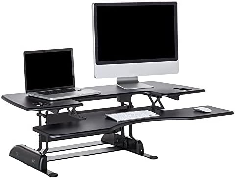 Vari - VariDesk Pro Plus 48 - Two-Tier Standing Desk Converter for Dual Monitors - Sit to Stand Desk for Office with 11 Height Settings, Spring-Assisted Lift, Dual Handles - Fully Assembled, Black