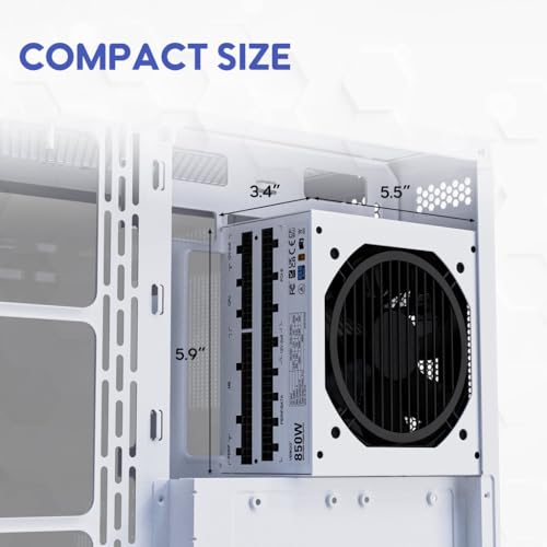 Vetroo 850W Power Supply Dual PCIe 5.1 ATX 3.1 Ready, 80 Plus Gold Full Modular, Quiet Operation with 120mm FDB Fan, 10-Year Warranty - White by Vetroo - Image 6