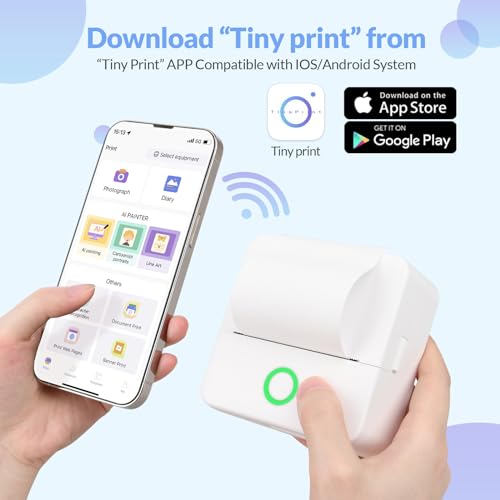 Mini Drucker tragbarer Mini Printer, Mini Fotodrucker Wireless Taschendrucker Thermodrucker Smartphone Bluetooth Drucker Sticker Printer, für iOS und Android, ideal für Studium, Fotos, Geschenke