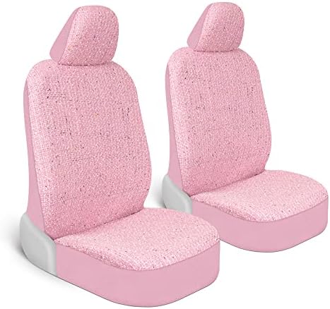 Carbella Sequin Tweed Bling Car Seat Covers, 2 Pack Pink Seat Covers for Cars with Multicolor Detail, Cute Automotive Interior Protectors for Trucks Van SUV, Car Accessories for Women