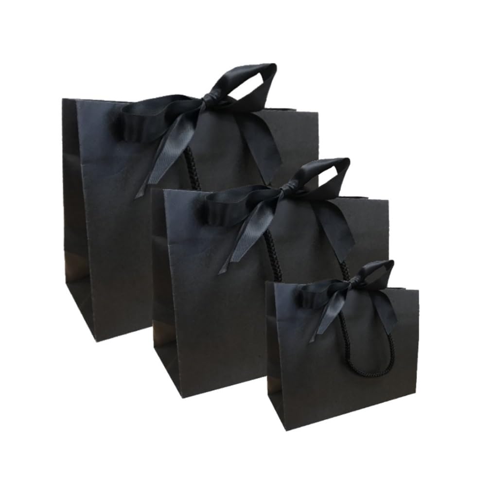 Black Boutique Luxury Shop Gift Bags Events Bag With Ribbon Tie - 3 SIZES (Black Large, 20 Bags) โ image 1