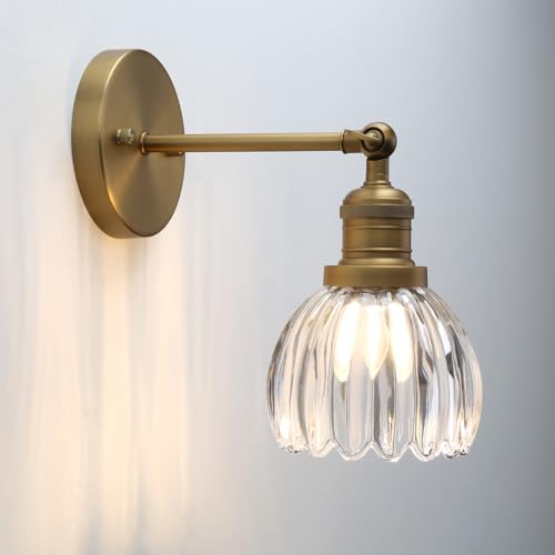 Pathson Adjustable Wall Sconce Lamp – Brass Gold Tulip Glass