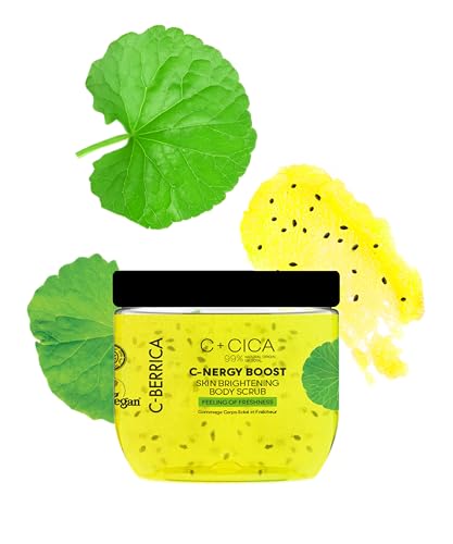 C+CICA C-BERRICA C-ENERGY BOOST SKIN BRIGHTENING BODY SCRUB - feeling of freshness. K-Beauty inspired GLASS SKIN routine infused with Centella Asiatica and Vitamin C, 200ml