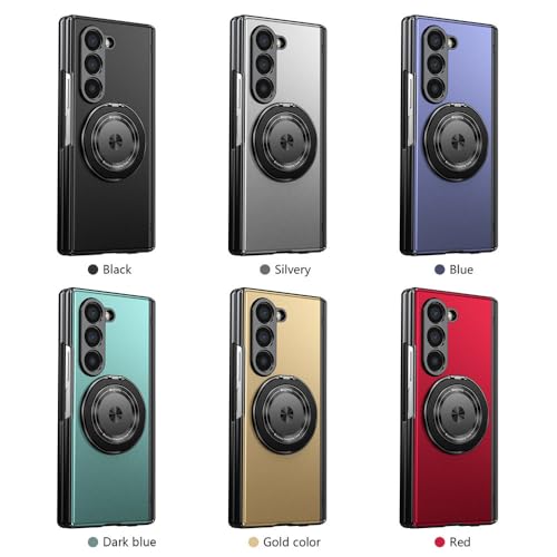 Coque Samsung Galaxy Z Fold 5 magnétique avec support rotatif à 360° et protection charnière rouge - 7
