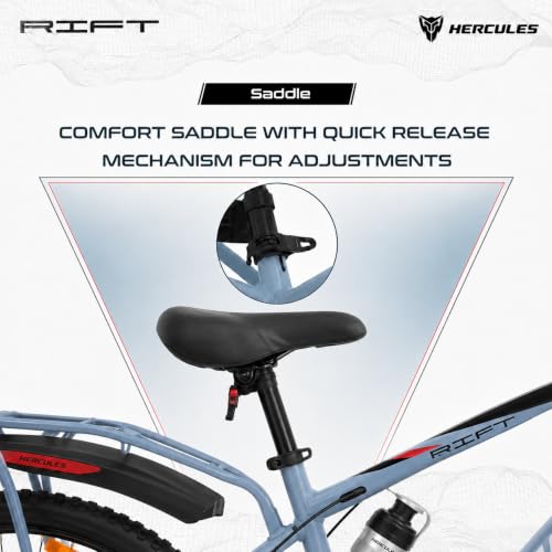 Image of Hercules Top Gear Rift FX DD MTB Cycle, 26T, Ice Grey with Red Graphics, Men, 24 Speed