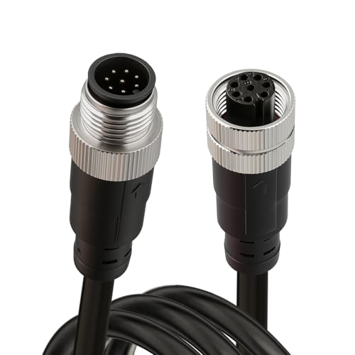 Hamibus M12 8-Pin Connector Cable, A-Coded Male to Female IP67 Waterproof Extension Wire for Robotics and Multi-Channel Industrial Sensors