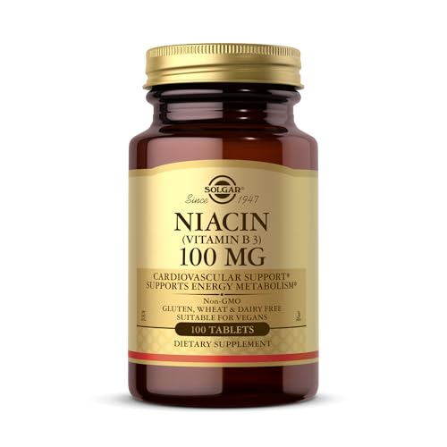 Solgar Niacin (Vitamin B3) 100 mg - 100 Tablets - Supports Energy Metabolism - Non-GMO Vegan Gluten Free Dairy Free Kosher - 100 Servings